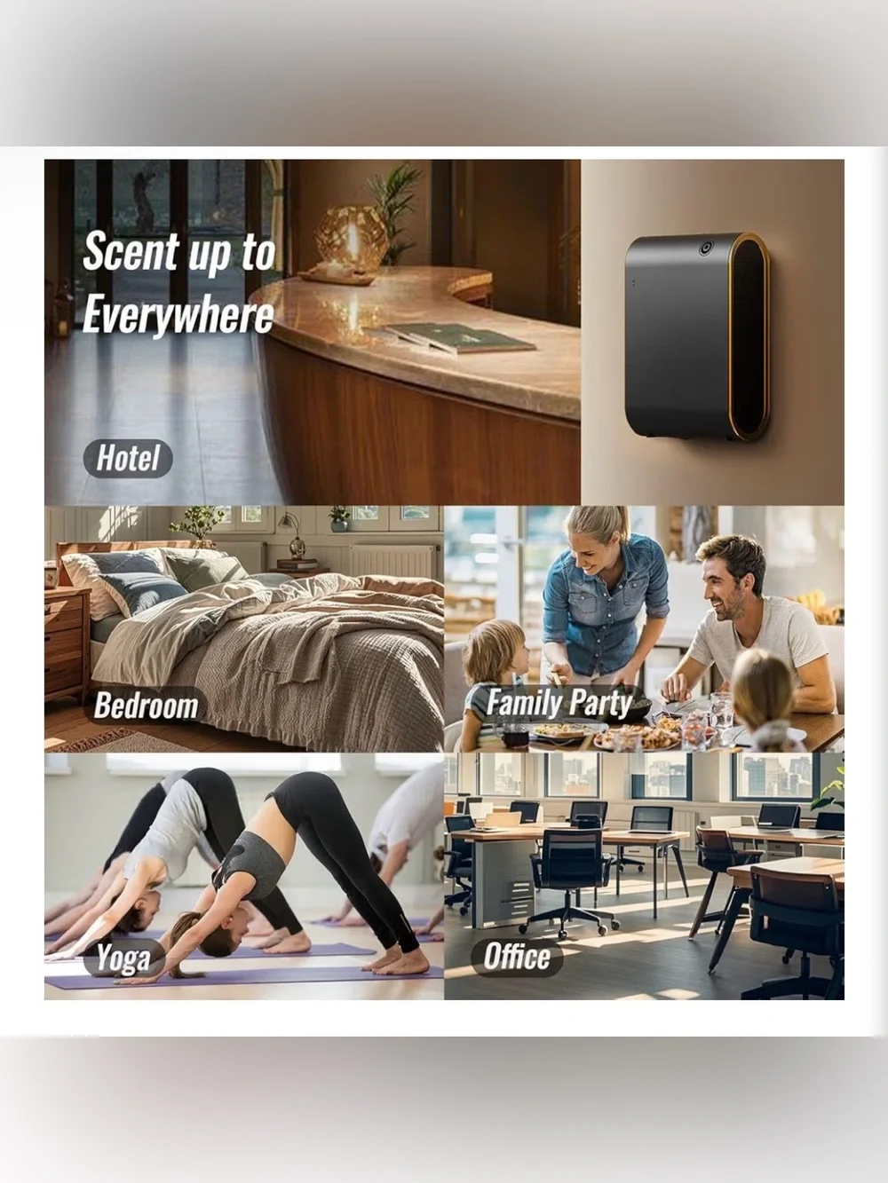 Intelligent Waterless Essential Oil Diffuser with WiFi- Black and Gold